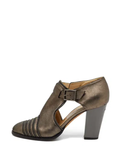 Pre-owned Jimmy Choo Zip-detail Buckle-fastening Pumps In Brown