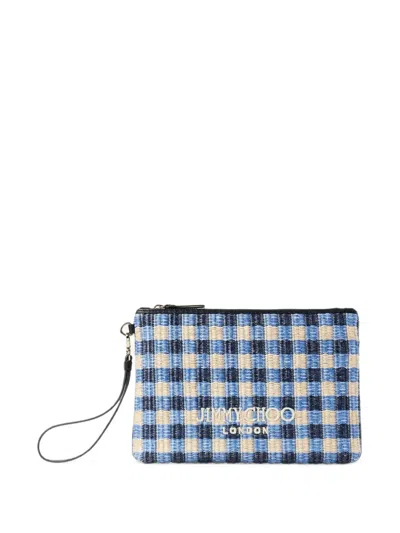 Jimmy Choo Zipped Flat Pouch In Blue