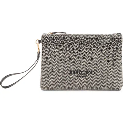 Jimmy Choo Zipped Flat Pouch In Gray