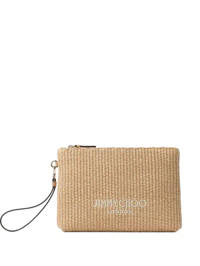 Jimmy Choo Zipped Pouch In Neutral