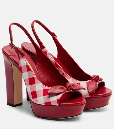 Jimmy Choo Ziva Checked Peep-toe Pumps In Red