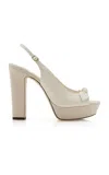 Jimmy Choo Ziva Leather Platform Slingback Sandals In Green