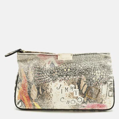 Pre-owned Jimmy Choo Zulu Multicolor Printed Coated Canvas Clutch