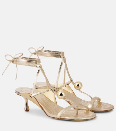 JIMMY CHOO ZYRA 50 METALLIC LEATHER SANDALS