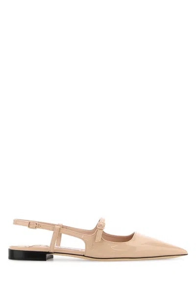 Jimmy Choo Didi Leather Ballerina Flats In Neutral