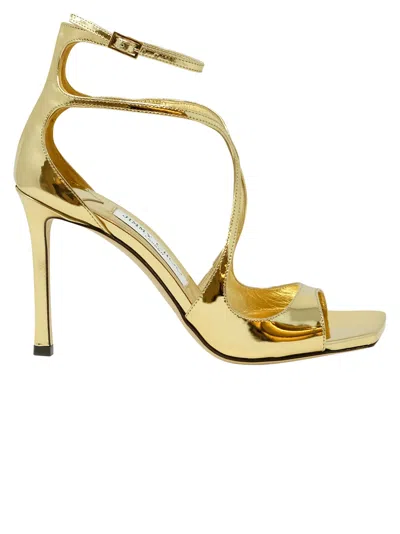 Jimmy Choo Gold Patent Azia Sandals In Neutrals