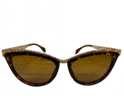 Jimmy Crystal Women's Tammi Crystal Cat Eye Sunglasses In Brown Tortoise In Green