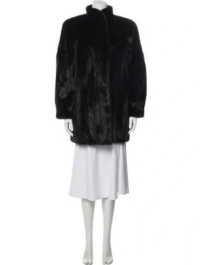 Pre-owned Jindo Mink Faux Fur Coat In Black