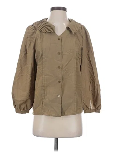 Pre-owned J.ing 3/4 Sleeve Button Down Shirt In Tan