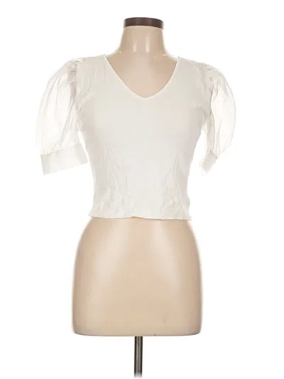 Pre-owned J.ing Short Sleeve Top Ivory Sweetheart Neckline Tops In White