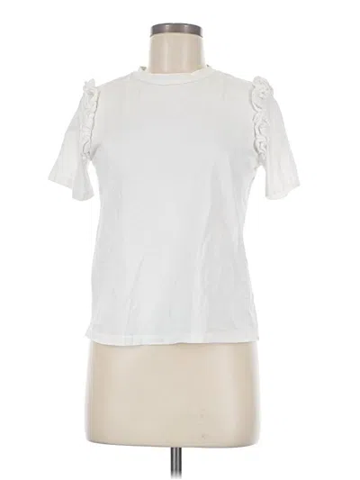 Pre-owned J.ing Short Sleeve Top White Mock Neckline Tops