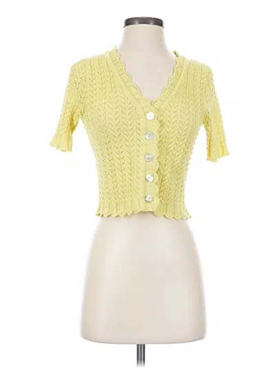 Pre-owned J.ing Short Sleeve Top Yellow Sweetheart Neckline Tops