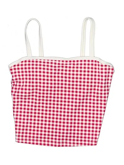 Pre-owned J.ing Swimsuit Top Red Checkered/gingham Pattern Swimwear