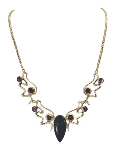 Jinja Jewelry Women's Statement Artists Necklace In Silver In Black