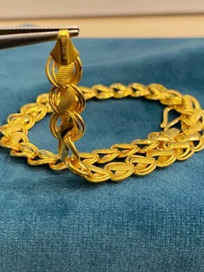 Pre-owned Jisha 22k Certified Solid Yellow Gold Dubai Rare Design Unisex Link Bracelet - 7 Inch