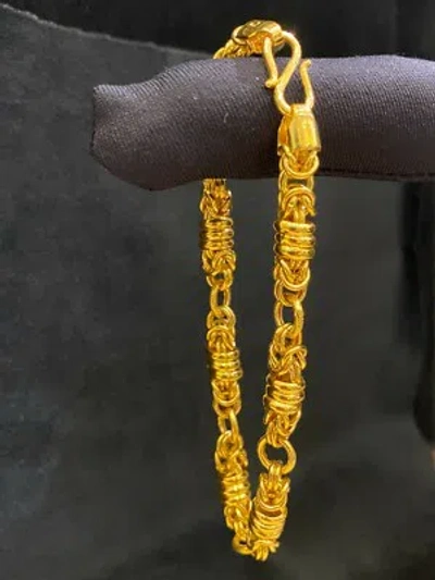 Pre-owned Jisha Stunning Dubai Handmade Unisex Link Bracelet In 916 Stamped 22karat Yellow Gold