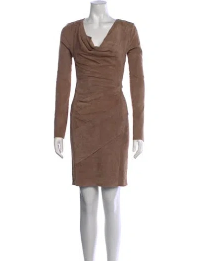 Pre-owned Jitrois Cowl Neck Knee-length Dress In Brown