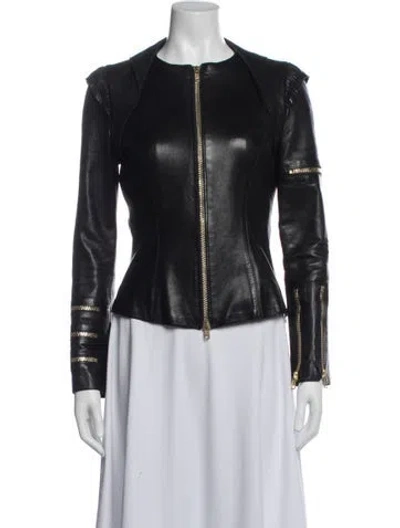 Pre-owned Jitrois Faux Leather Biker Jacket In Black