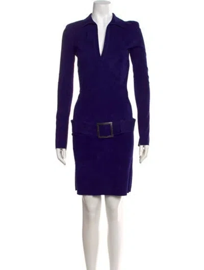 Pre-owned Jitrois Lamb Leather Knee-length Dress In Blue