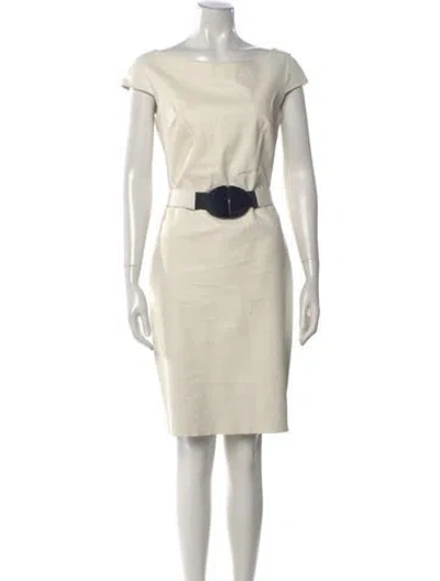 Pre-owned Jitrois Lamb Leather Knee-length Dress In White