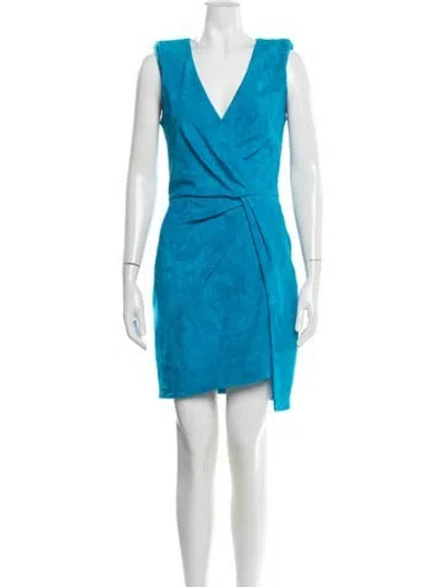 Pre-owned Jitrois Lamb Leather Mini Dress In Blue