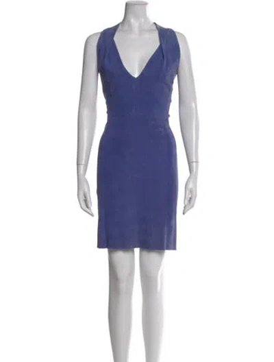 Pre-owned Jitrois Lamb Leather Mini Dress In Blue