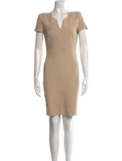 Pre-owned Jitrois Lambskin Knee-length Dress In Brown