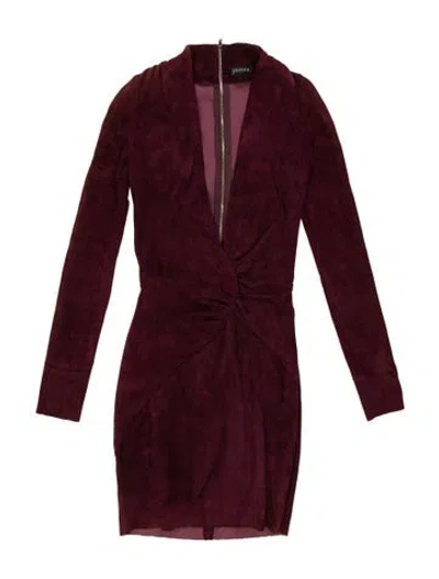 Pre-owned Jitrois Lambskin Mini Dress In Burgundy