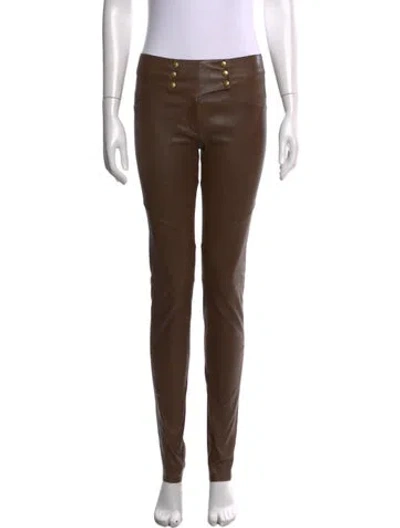 Pre-owned Jitrois Lambskin Skinny Leg Pants In Brown