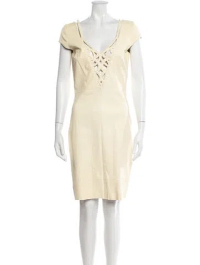 Pre-owned Jitrois Leather Knee-length Dress In Neutral