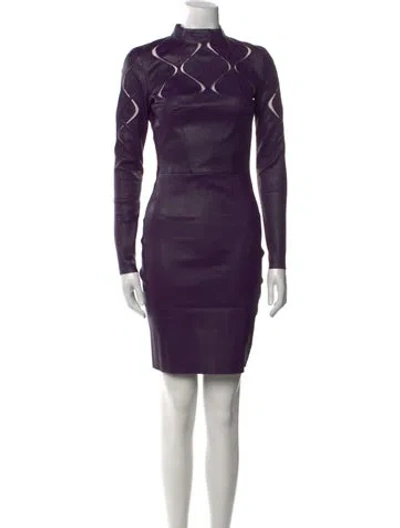 Pre-owned Jitrois Leather Knee-length Dress In Purple