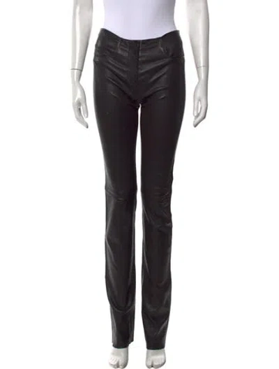Pre-owned Jitrois Leather Straight Leg Pants In Black