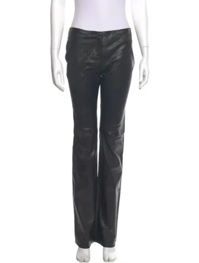 Pre-owned Jitrois Leather Straight Leg Pants In Gray