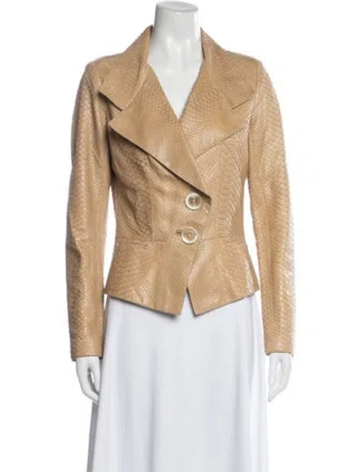 Pre-owned Jitrois Python Animal Print Biker Jacket In Neutrals