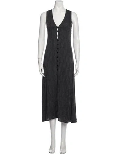 Pre-owned Jitrois Striped Long Dress In Gray