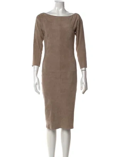 Pre-owned Jitrois Suede Midi Length Dress In Neutral