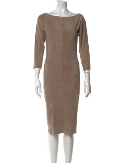 Pre-owned Jitrois Suede Midi Length Dress In Neutrals