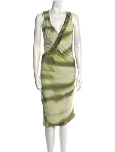 Pre-owned Jitrois Tie-dye Print Knee-length Dress In Green