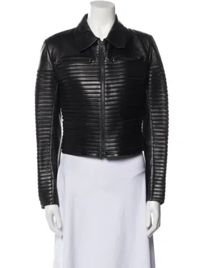 Pre-owned Jitrois Vintage Leather Biker Jacket In Black