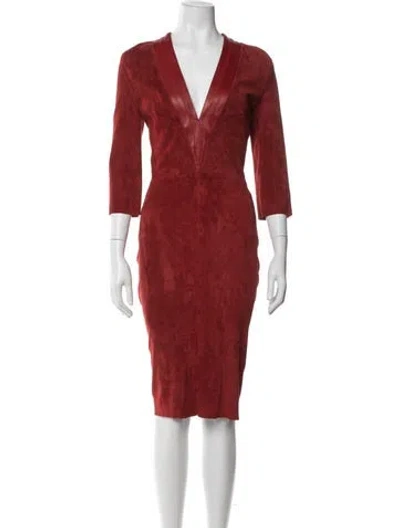 Pre-owned Jitrois V-neck Knee-length Dress In Orange