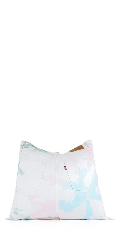 Jiu Jie Decor Square Tie Dye Denim Pillow In Pink In Multi