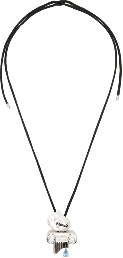 Jiwinaia Black 'miracle' Pearl Cord Necklace In Aquamarine