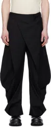 Jiyongkim Black Curved Wrap Trousers In Black