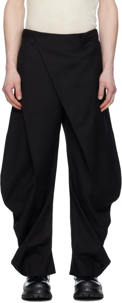 Jiyongkim Black Curved Wrap Trousers