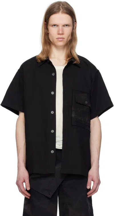 Jiyongkim Black Sun-bleached Patch Pocket Shirt