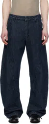 Jiyongkim Blue Curved Jeans In Indigo