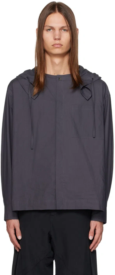 Jiyongkim Gray Detachable Hood Shirt In Grey