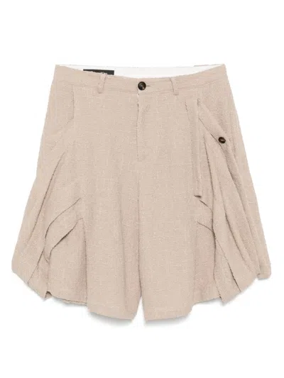 Jiyongkim Layered Panel Strap Shorts In Neutrals