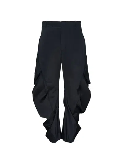 Jiyongkim Multi-pocket Draped Cargo Pants In Black