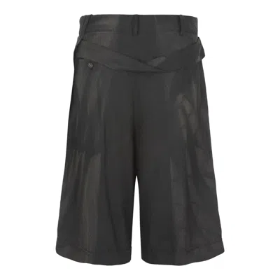 Jiyongkim Sun-bleached Layered Half Trousers In Black